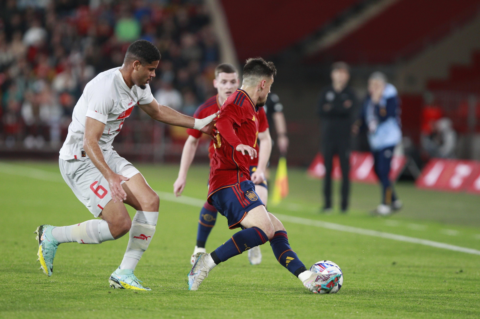 Imágenes del partido de fútbol amistoso entre las selecciones de España y Suiza Sub 21, disputado en Almería