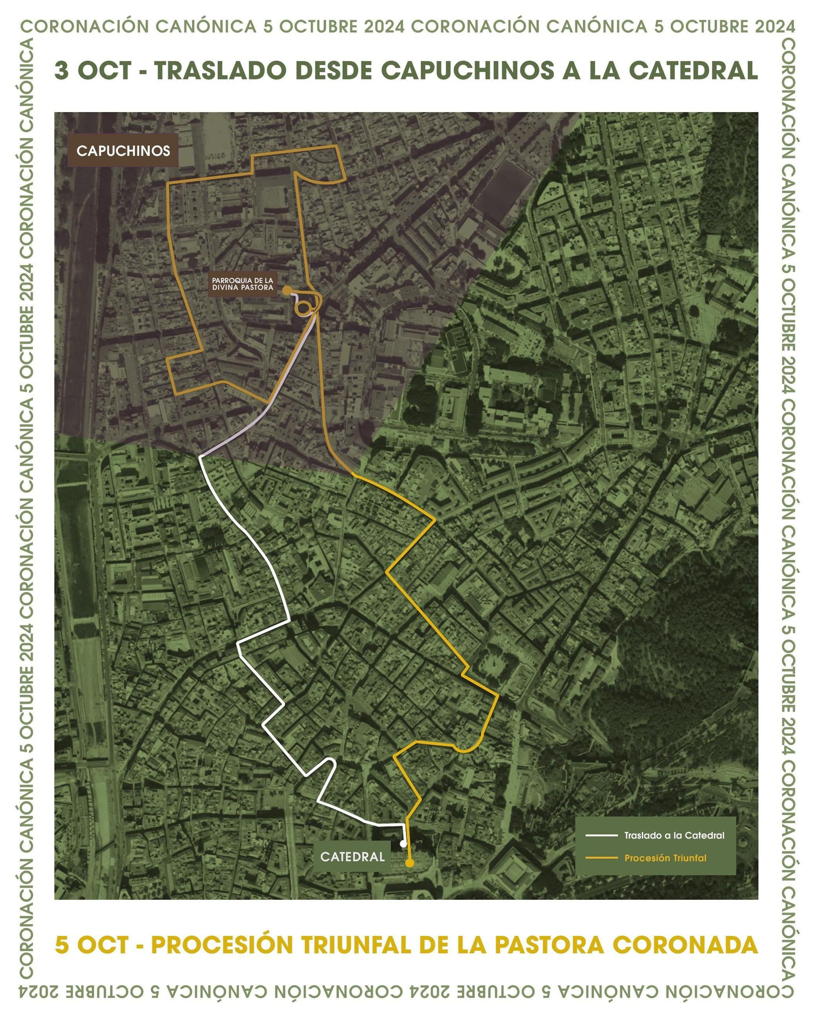 Recorridos de la procesión de la Divina Pastora de Málaga y de su traslado desde Capuchinos a la Catedral