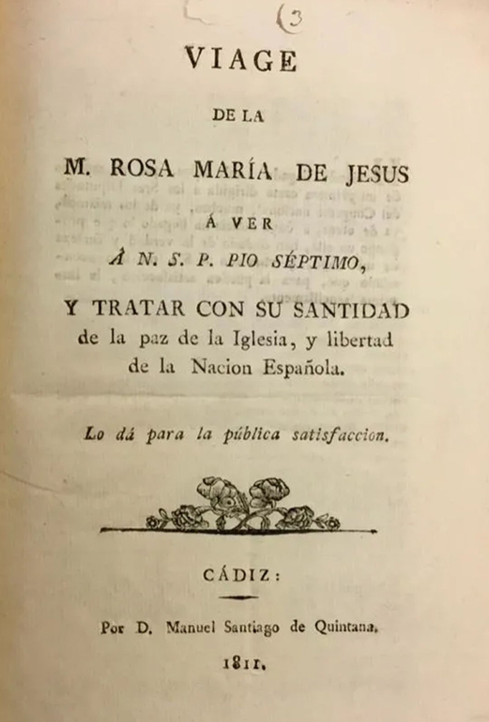 Portada del libro del Viaje de sor Rosa María de Jesús.