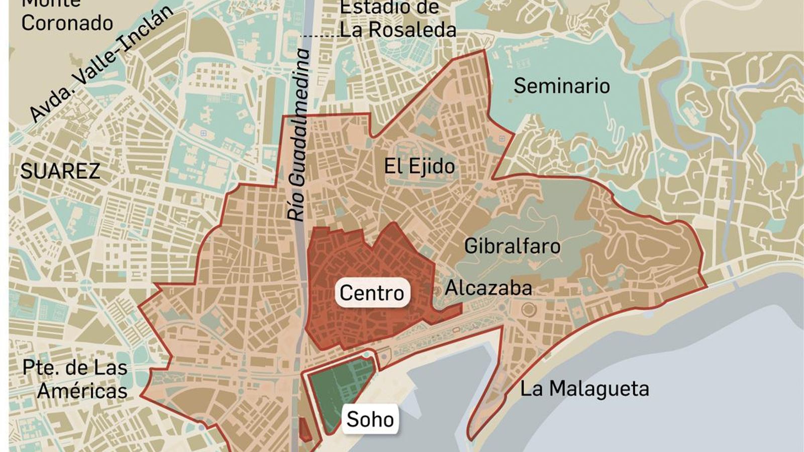 Las calles de Málaga que formarán parte de la Zona de Bajas Emisiones Las calles de Málaga que formarán parte de la Zona de Bajas Emisiones