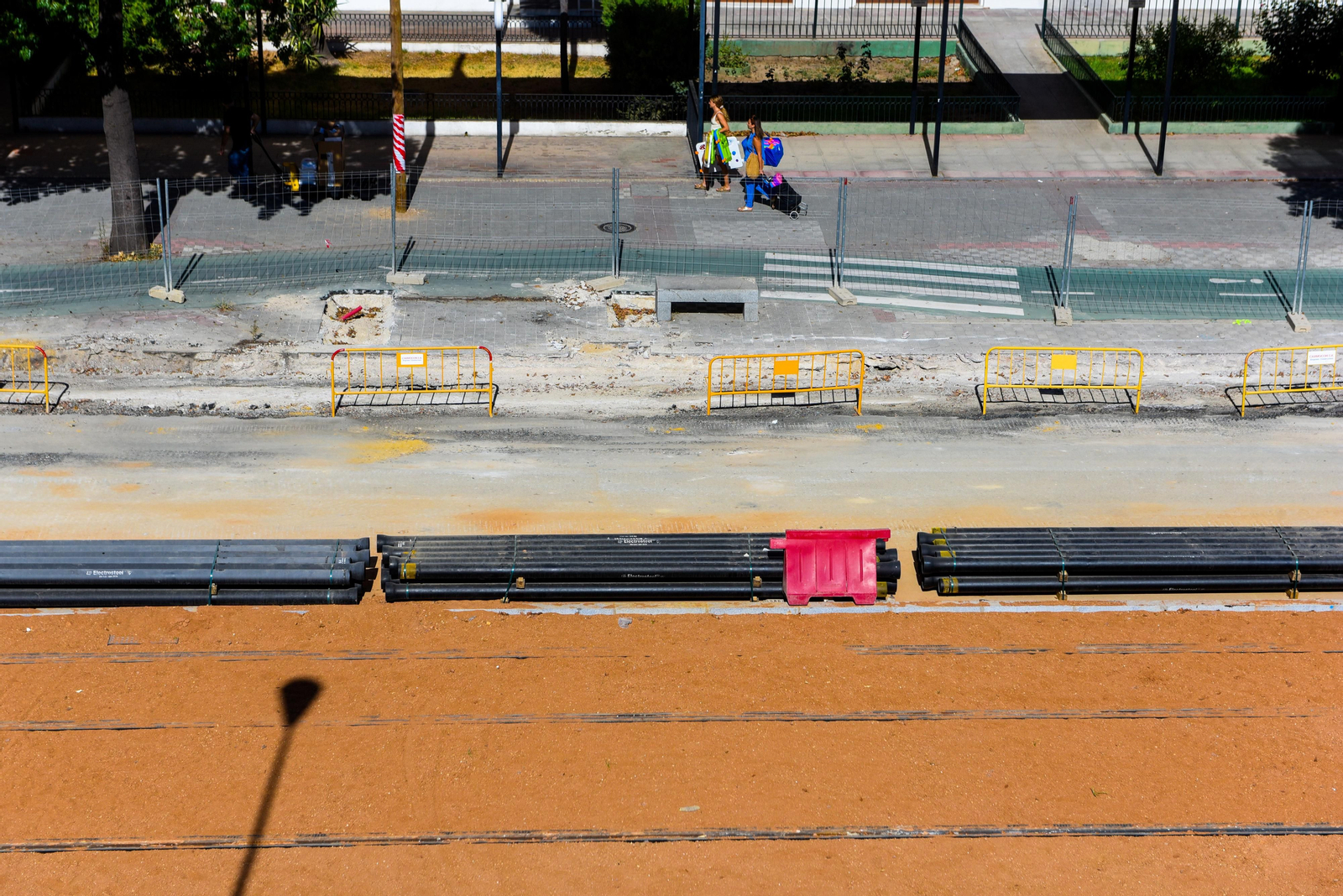 Imágenes de la situación de las obras del tranvía, en Nervión