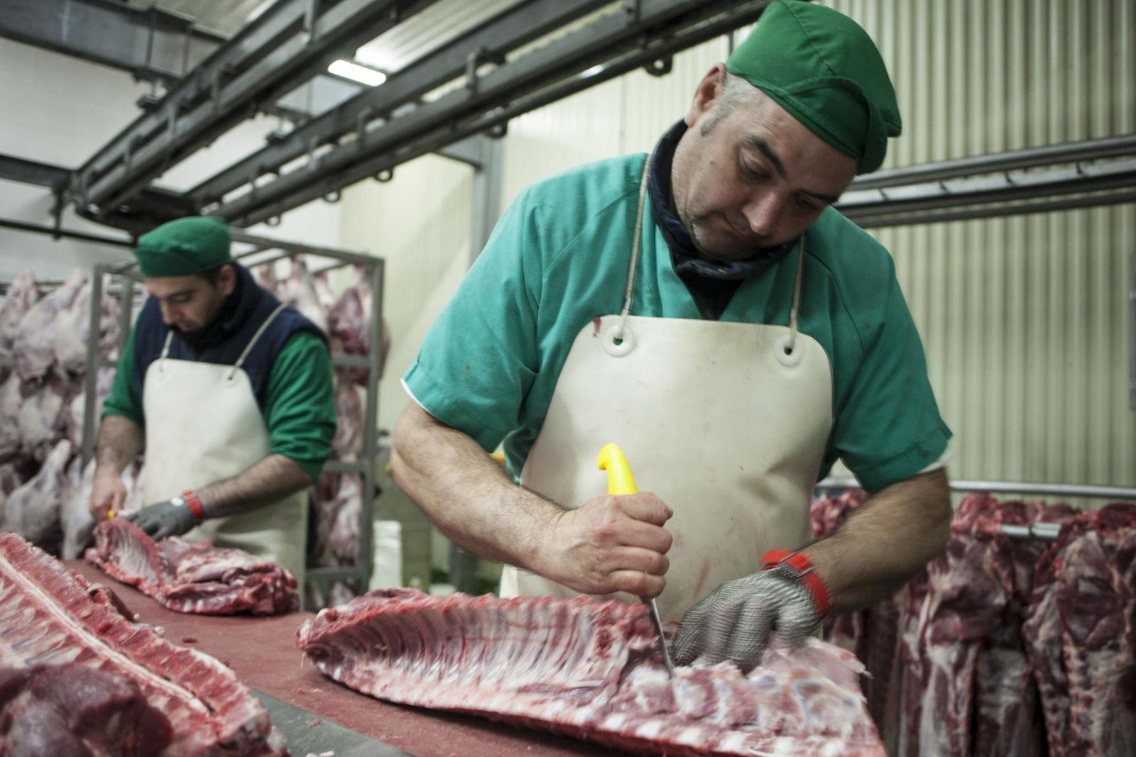 Varios empleados en el interior de la fábrica de Benaoján.