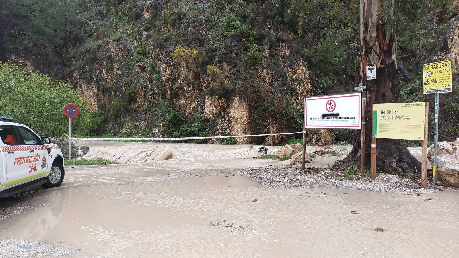 Paso cortado en el entorno del río Chillar.
