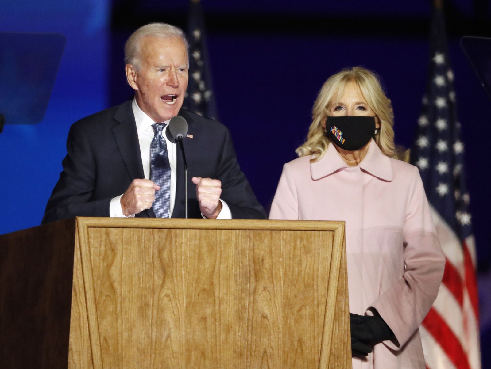 El candidato demócrata, Joe Biden ,  junto a su esposa Jill Biden.