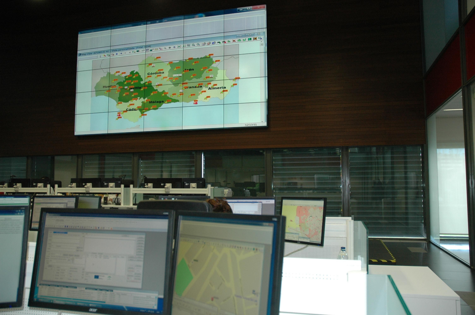 Una sala del Servicio de Emergencias 112 Andalucía.