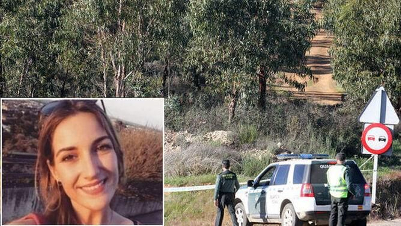 La Guardia Civil en el lugar donde fue encontrado el cuerpo de Laura Luelmo (izq.)