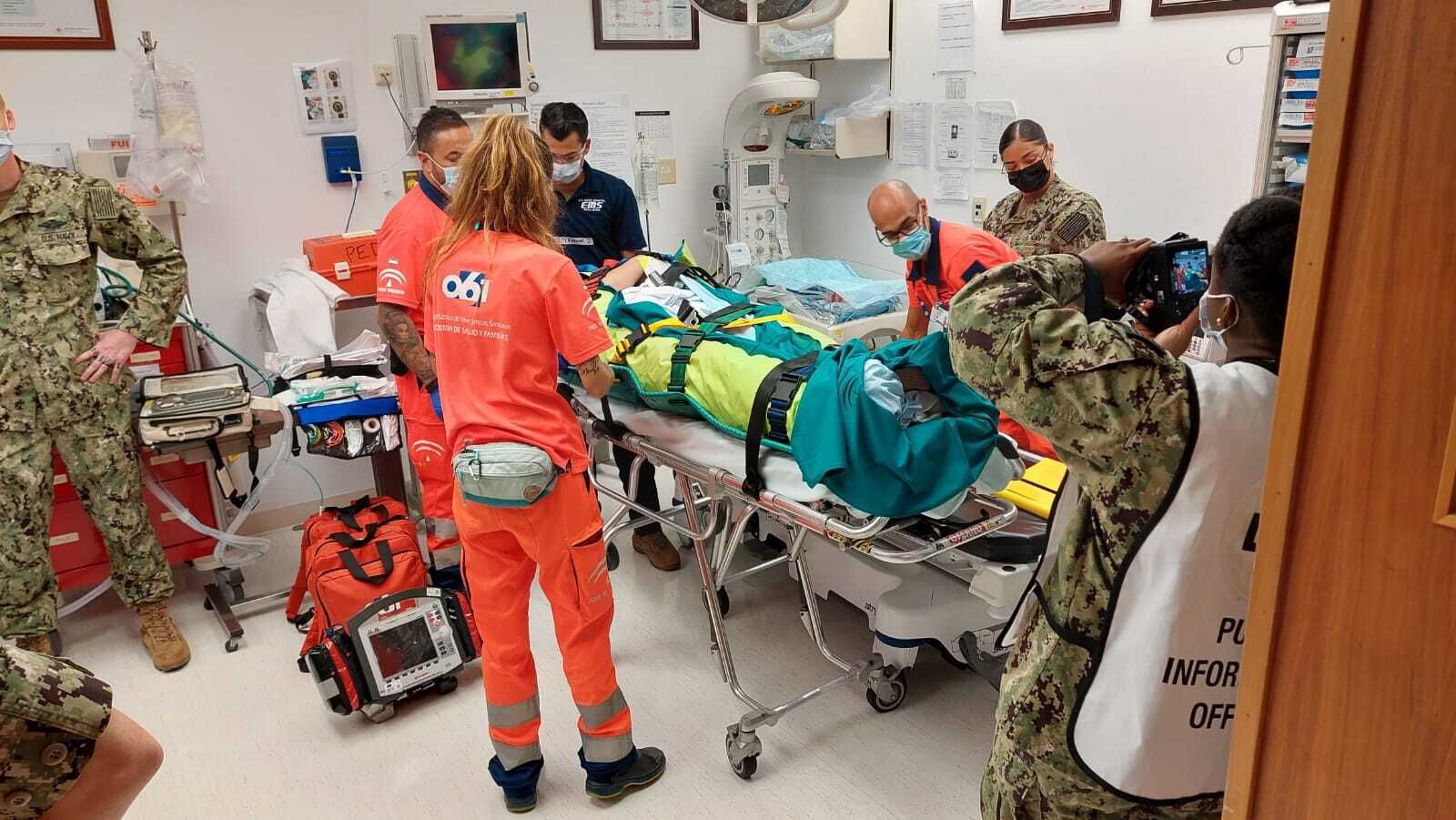 Un momento del simulacro realizado en la base de Rota.