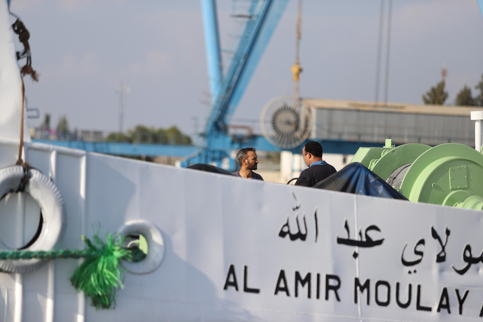 Imágenes de la botadura del barco Al Amir Moulay Abdallah en los astilleros de Huelva