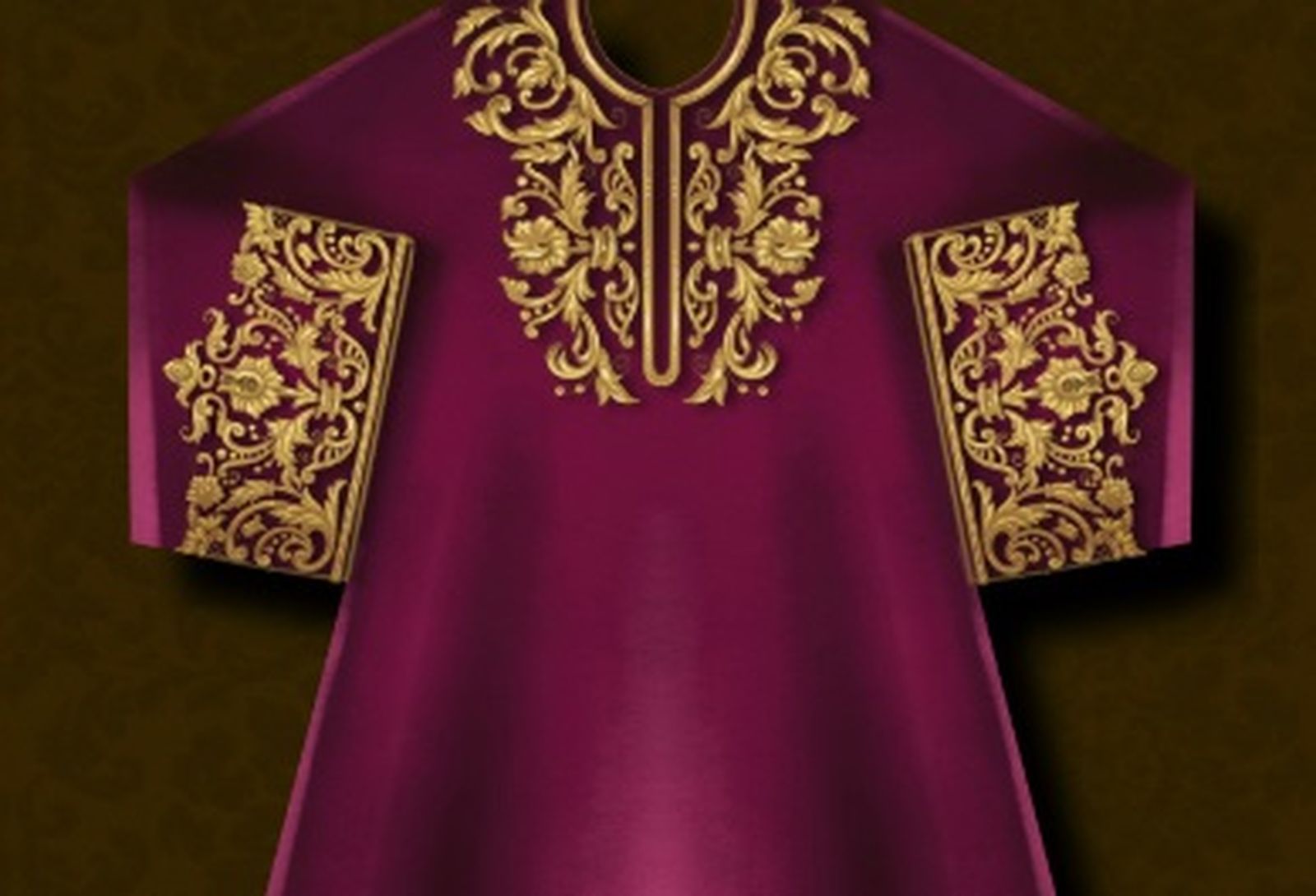 La túnica será bordada en color buganvilla