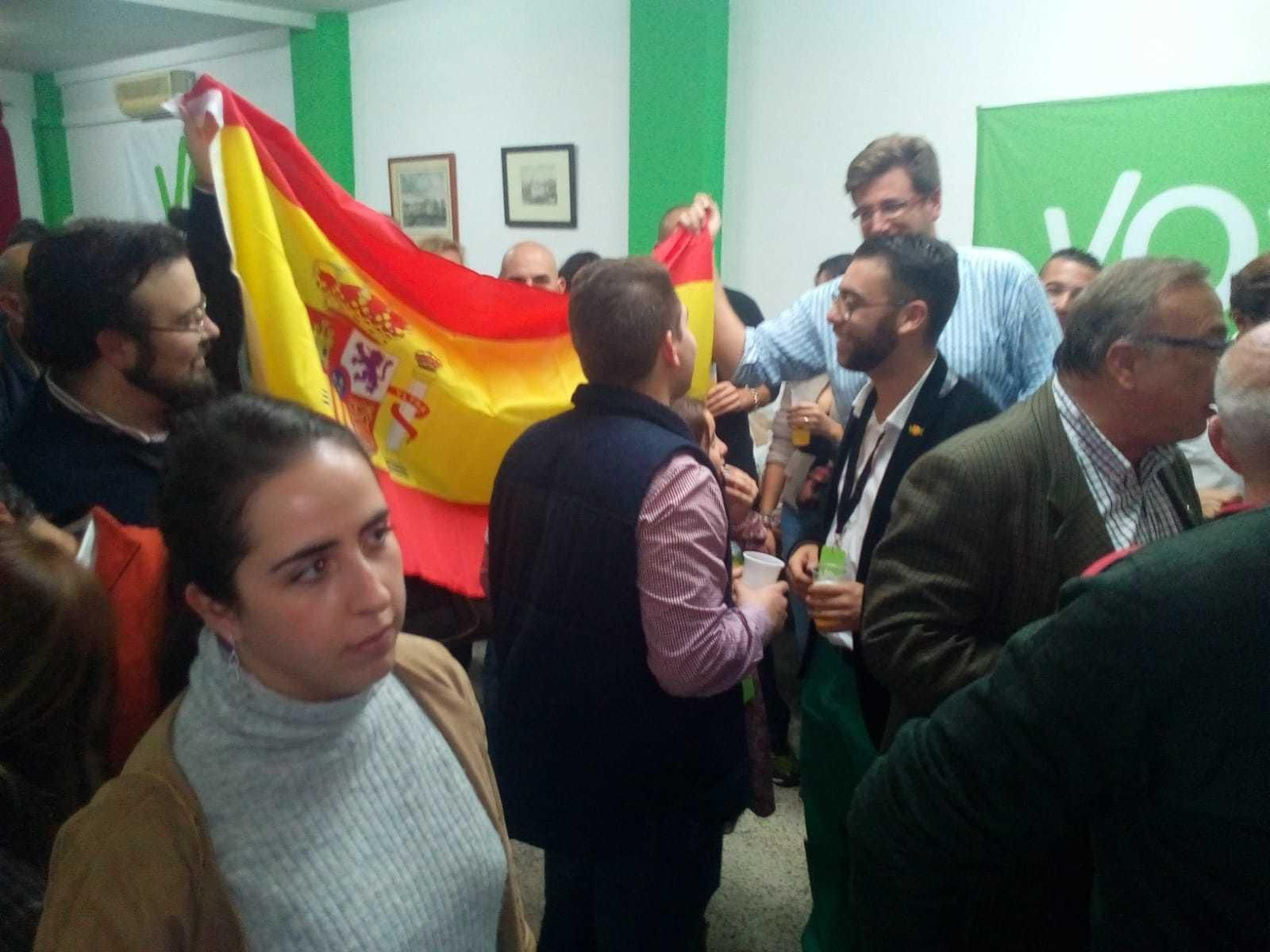 Celebración de Vox en su sede en Málaga capital.
