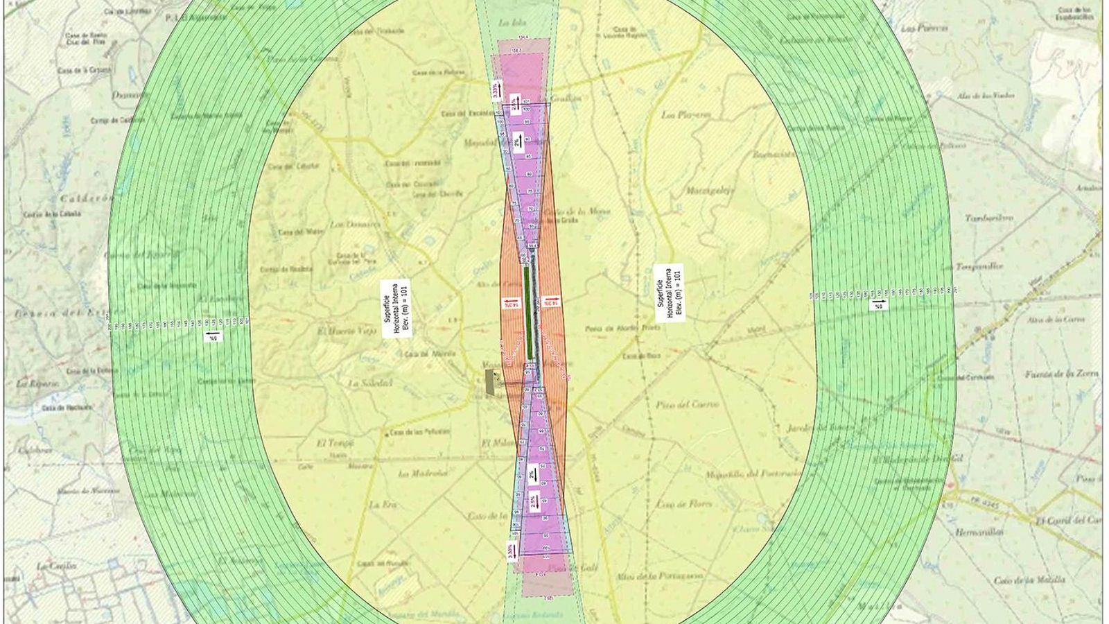 Imagen del espacio aéreo afectado por los despegues y aterrizajes de los vehículos no tripulados.