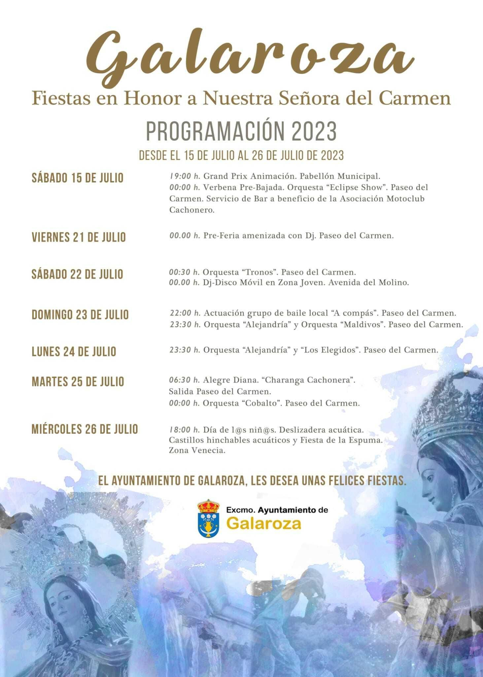 Programación de las Fiestas en Honor a Ntra. Sra. del Carmen 2023 Programación de las Fiestas en Honor a Ntra. Sra. del Carmen 2023