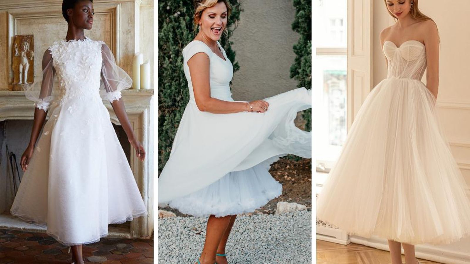 Novias con vestido midi, la nueva tendencia en looks nupciales. Novias con vestido midi, la nueva tendencia en looks nupciales.