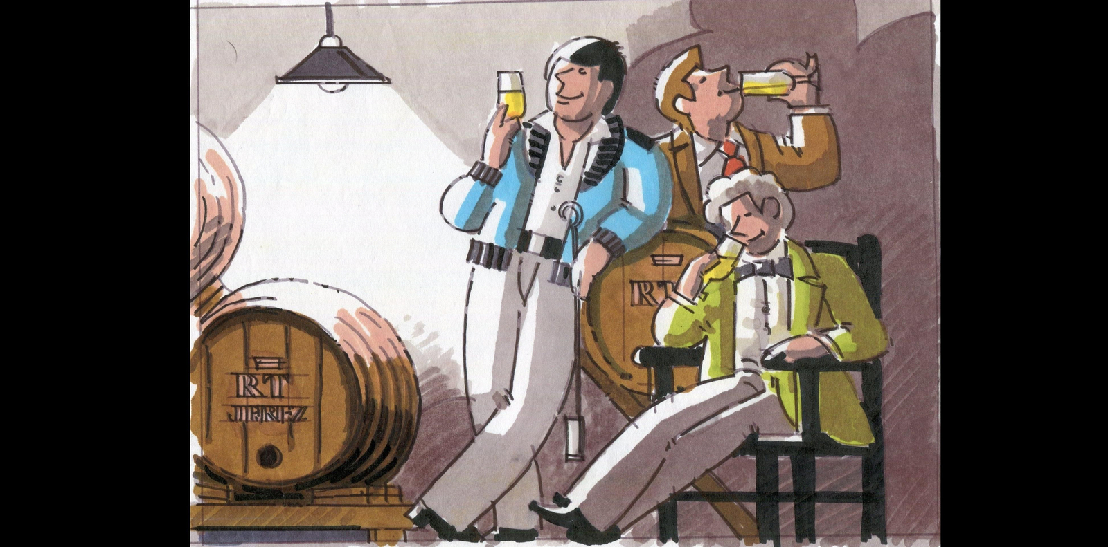 Versión modernizada del cartel de Miciano Los buenos catadores