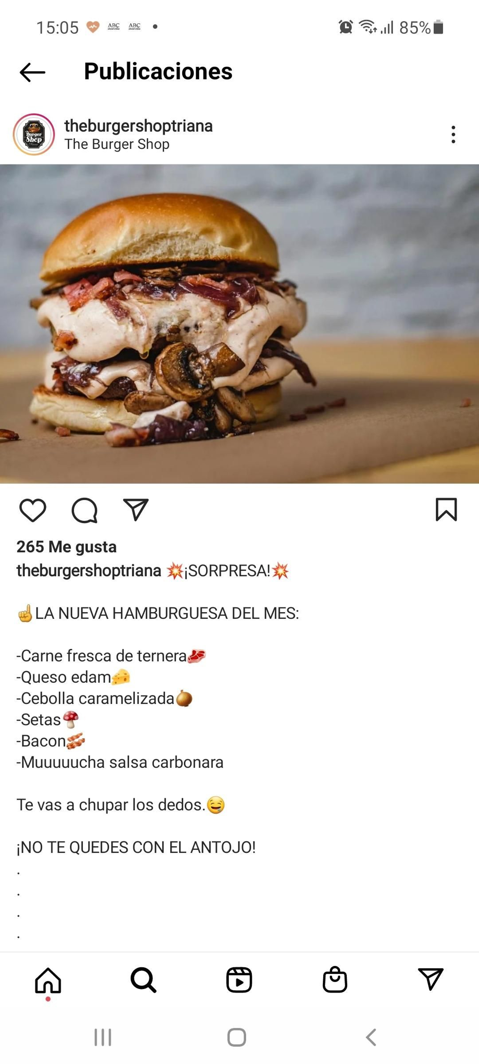 Carbonara de The Burger Shop.