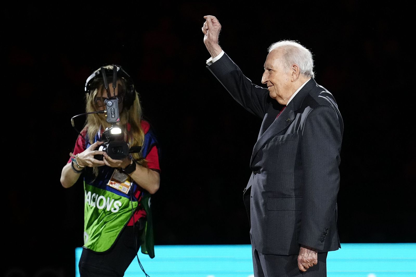 Eduardo Portela, durante un homenaje en el Palau Blaugrana.