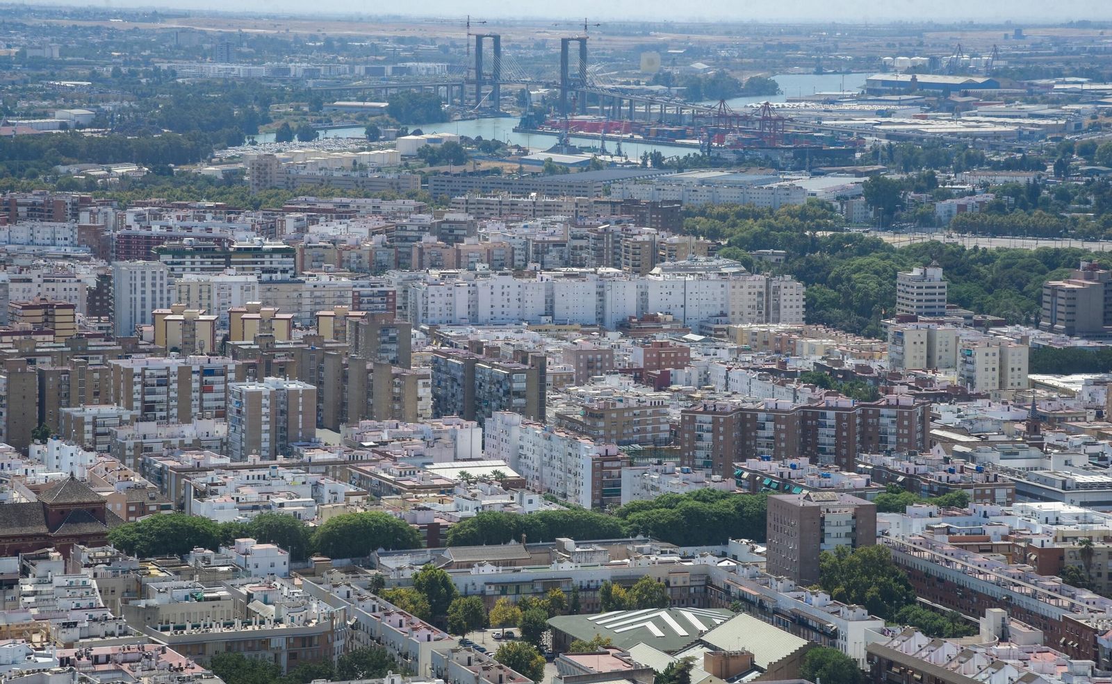 Vista aérea esta tarde de la ciudad.