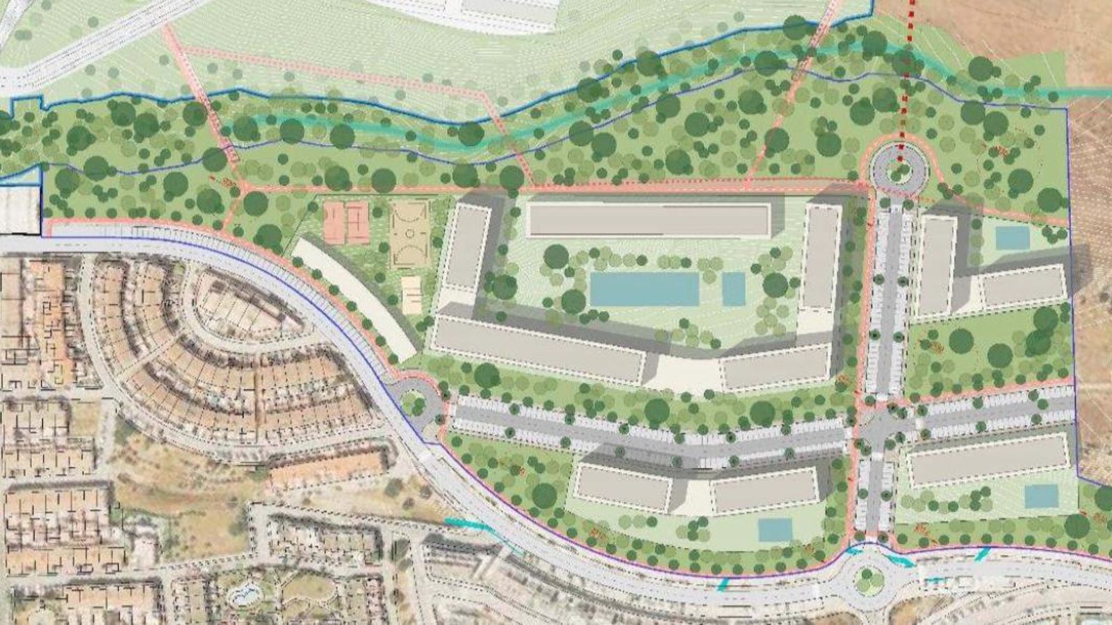 Mapa de la zona en la que Grupo Samarador construirá las viviendas en Albacerrado.