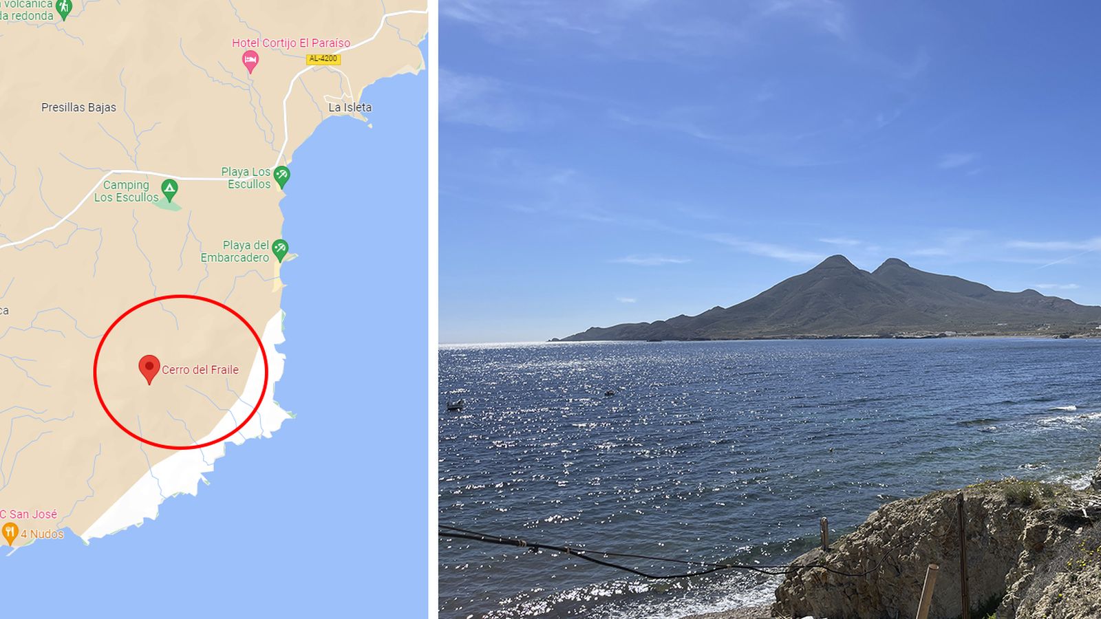 Zona donde se ha producido el accidente, en el cerro del Fraile.