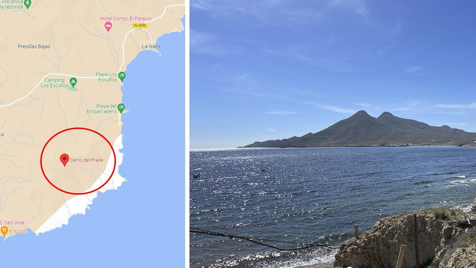 Zona donde se ha producido el accidente, en el cerro del Fraile.