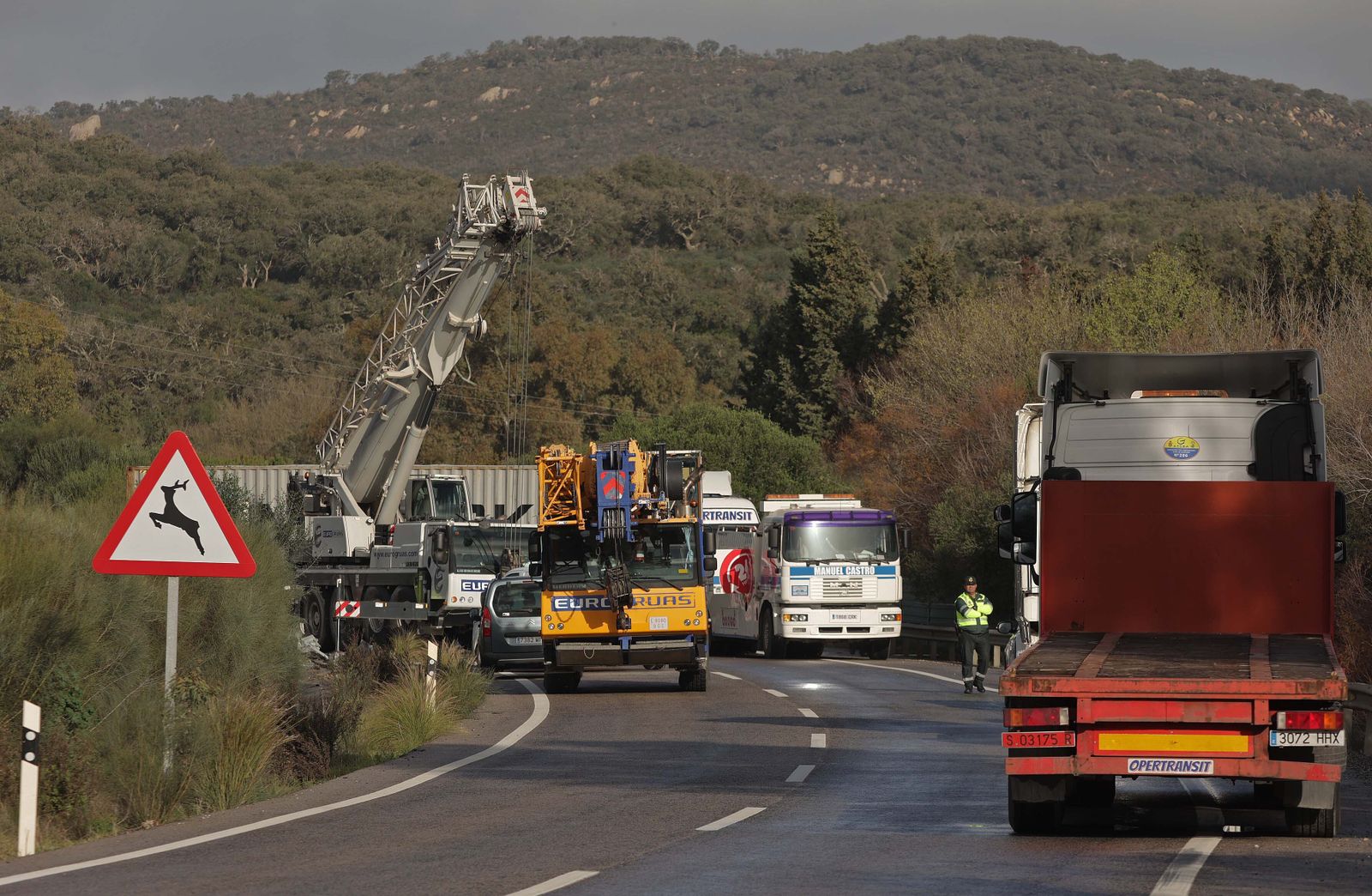 Fotos del camión accidentado en la A 381
