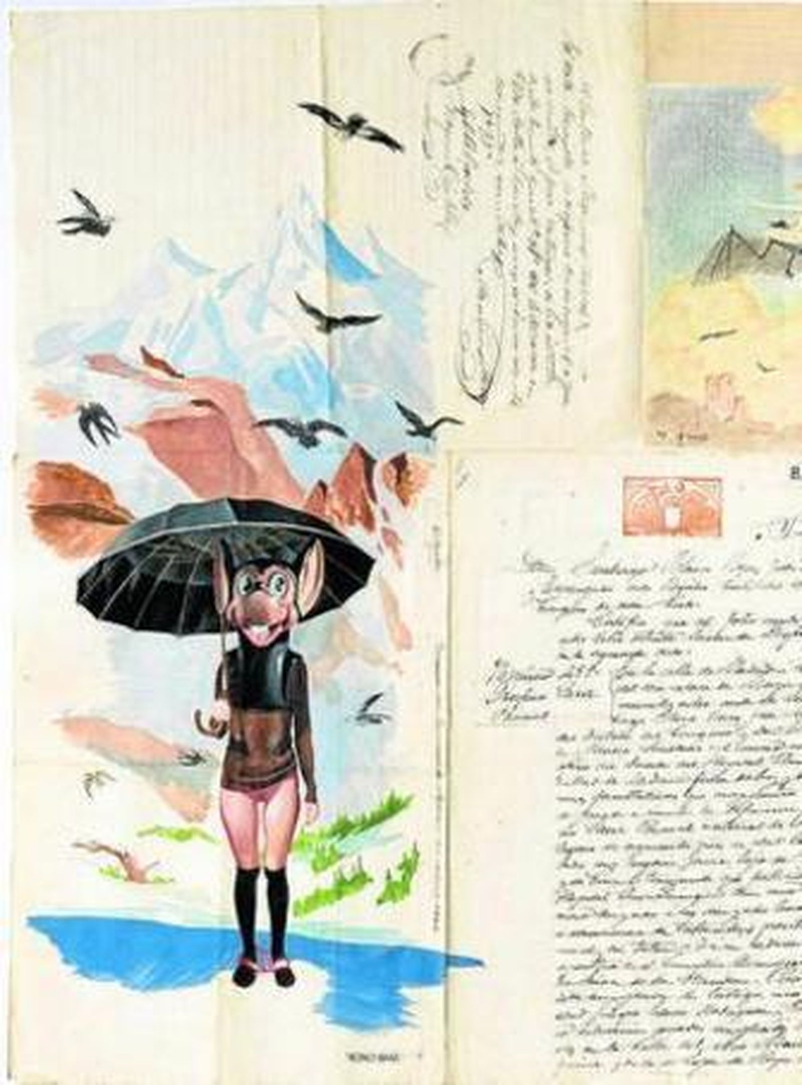 'Ratón con paraguas negro'.