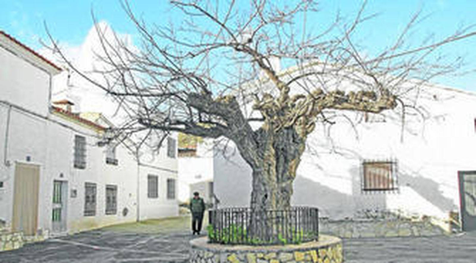 Un vecino camina en soledad por una de las calles de la localidad, que presenta una gran belleza.