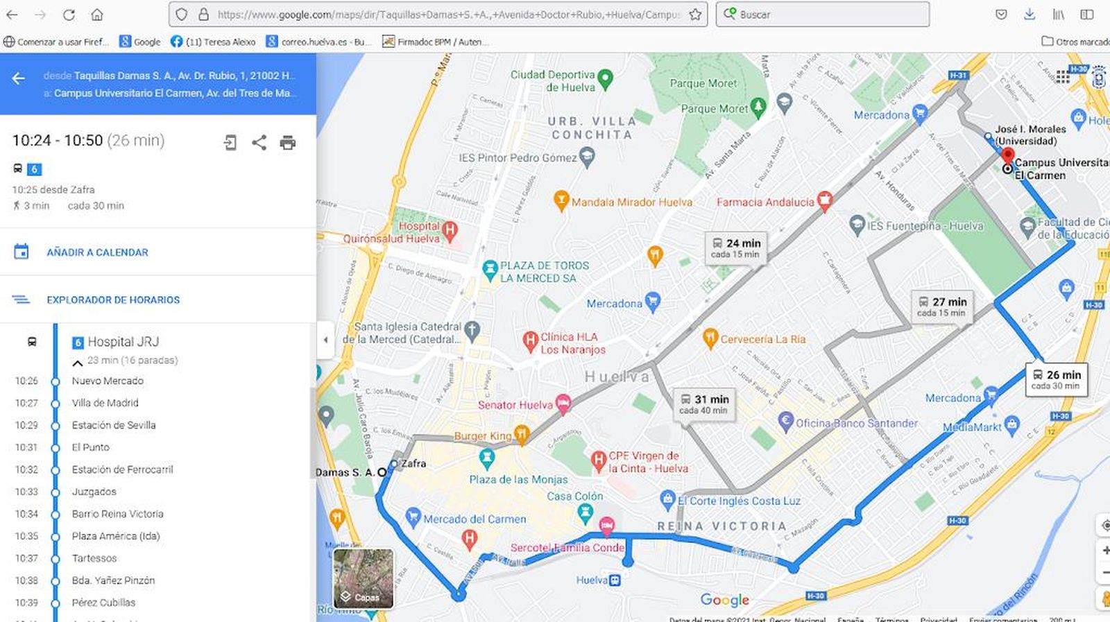 Con la aplicación Google Transit, ya se pueden consultar las rutas y horarios de los autobuses de Emtusa
