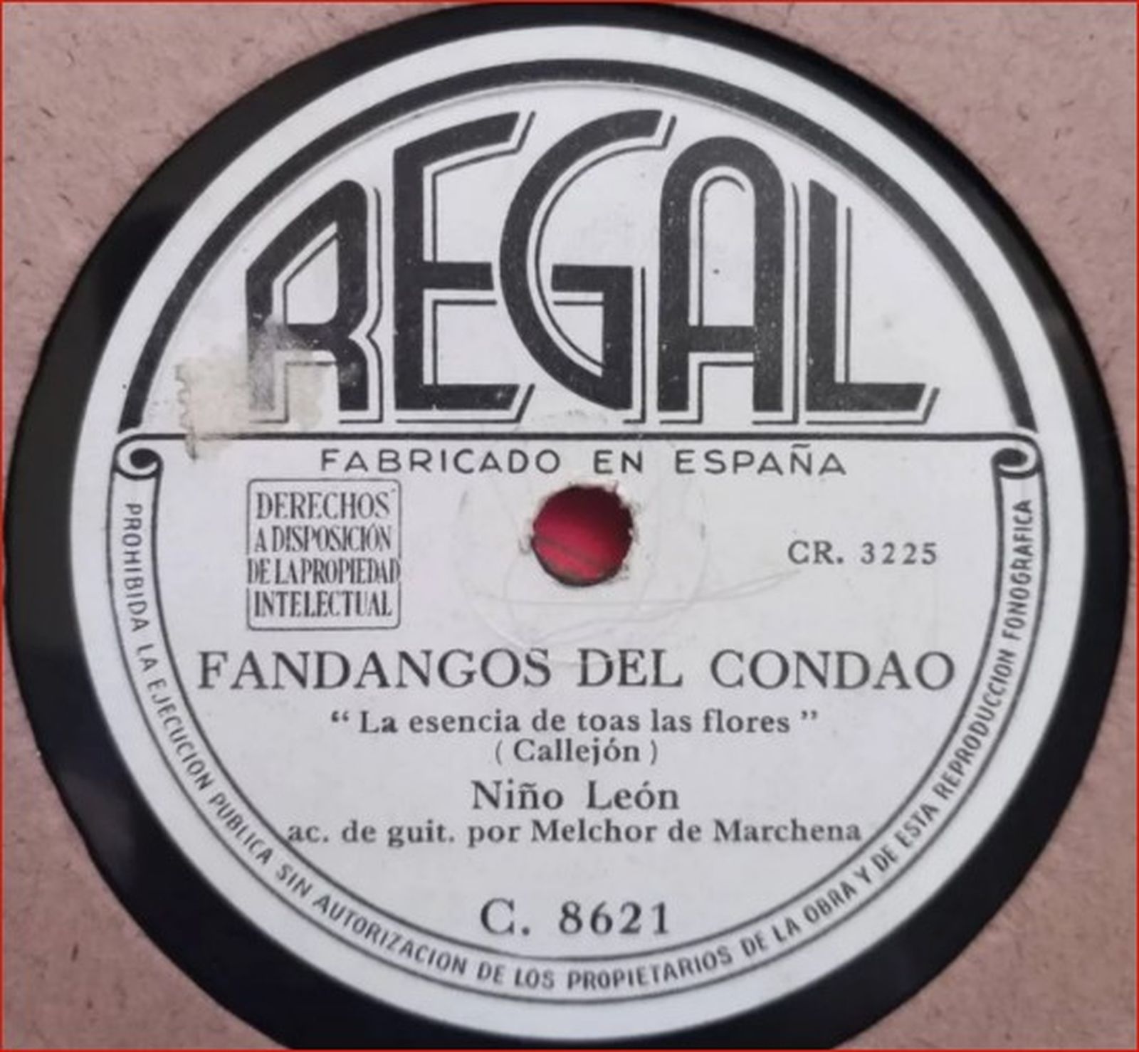 5. Disco de Fandangos del Condao, editado por REGAL.