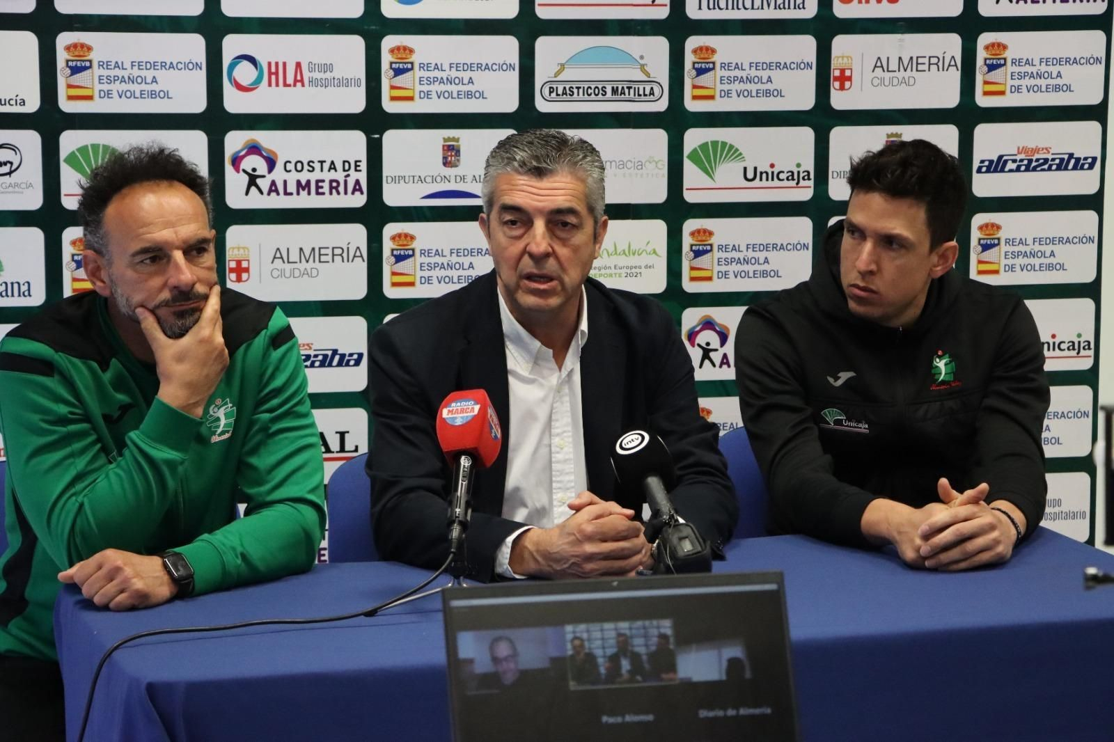 Berenguel, Rodríguez y Palharini, en rueda de prensa.