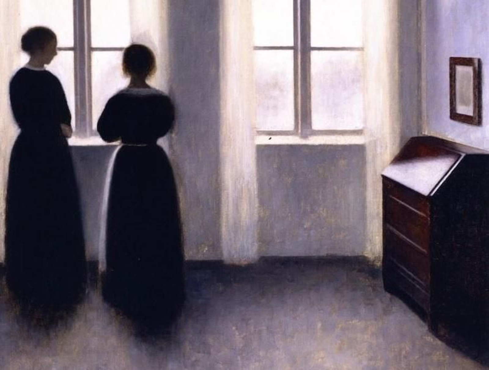 Corte de la obra 'Figuras junto a la ventana', del pintor danés Vilhelm Hammershoi.