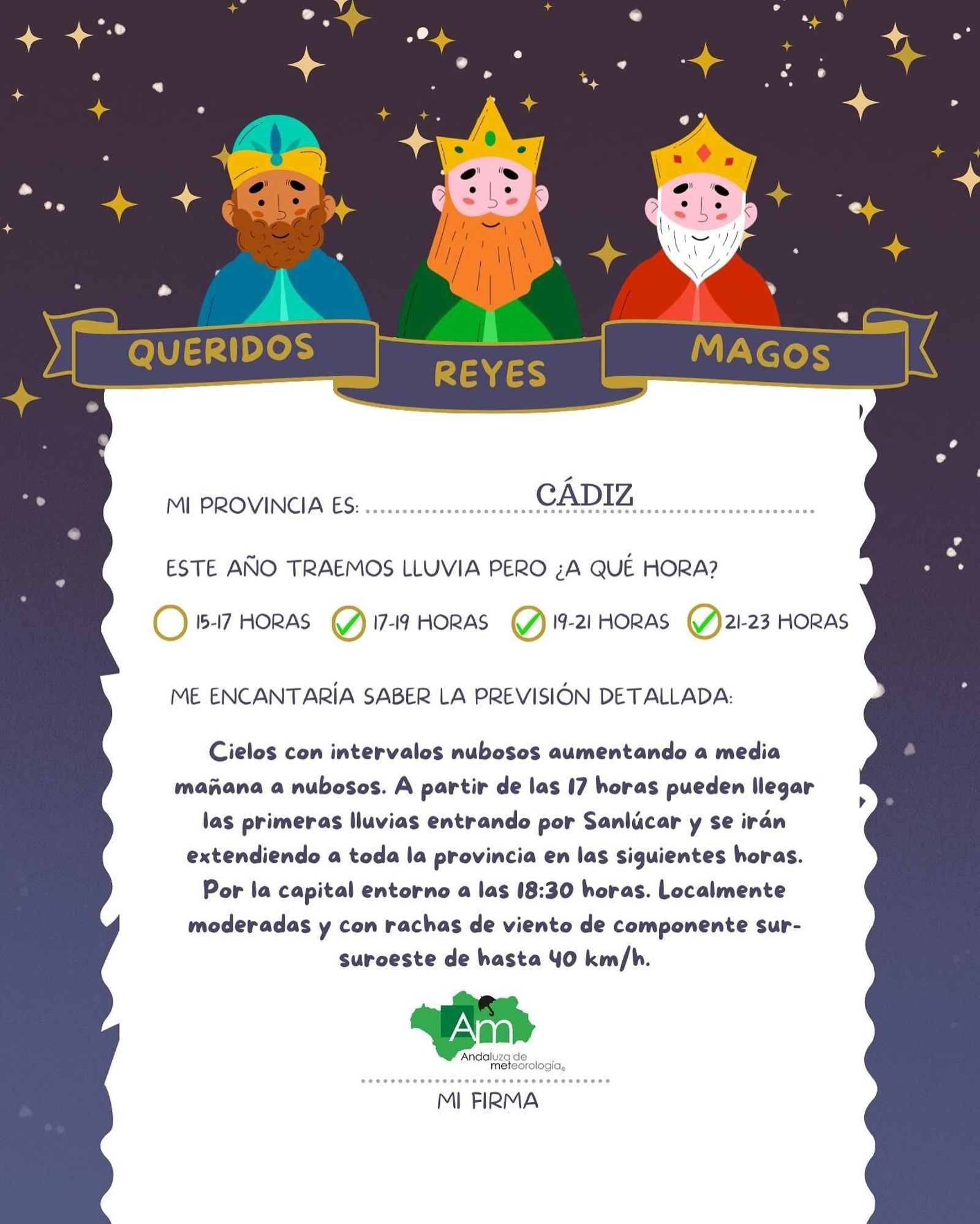 Previsión meteorológica para el domingo 5 de enero en la provincia de Cádiz.