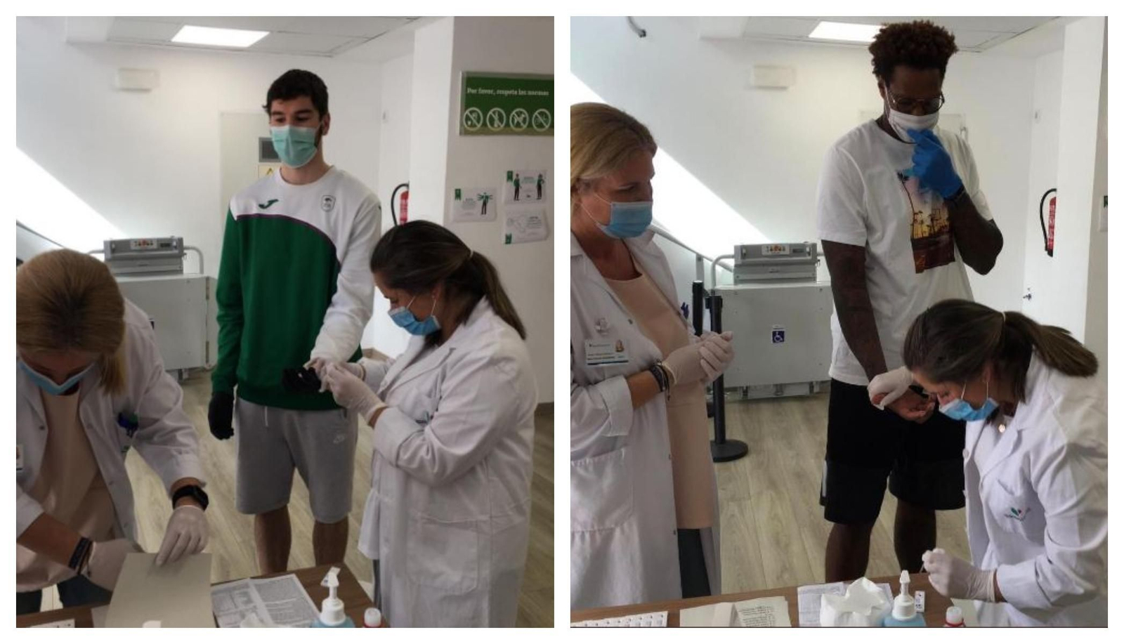 Brizuela y Deon Thompson haciéndose el test serológico en Los Guindos.