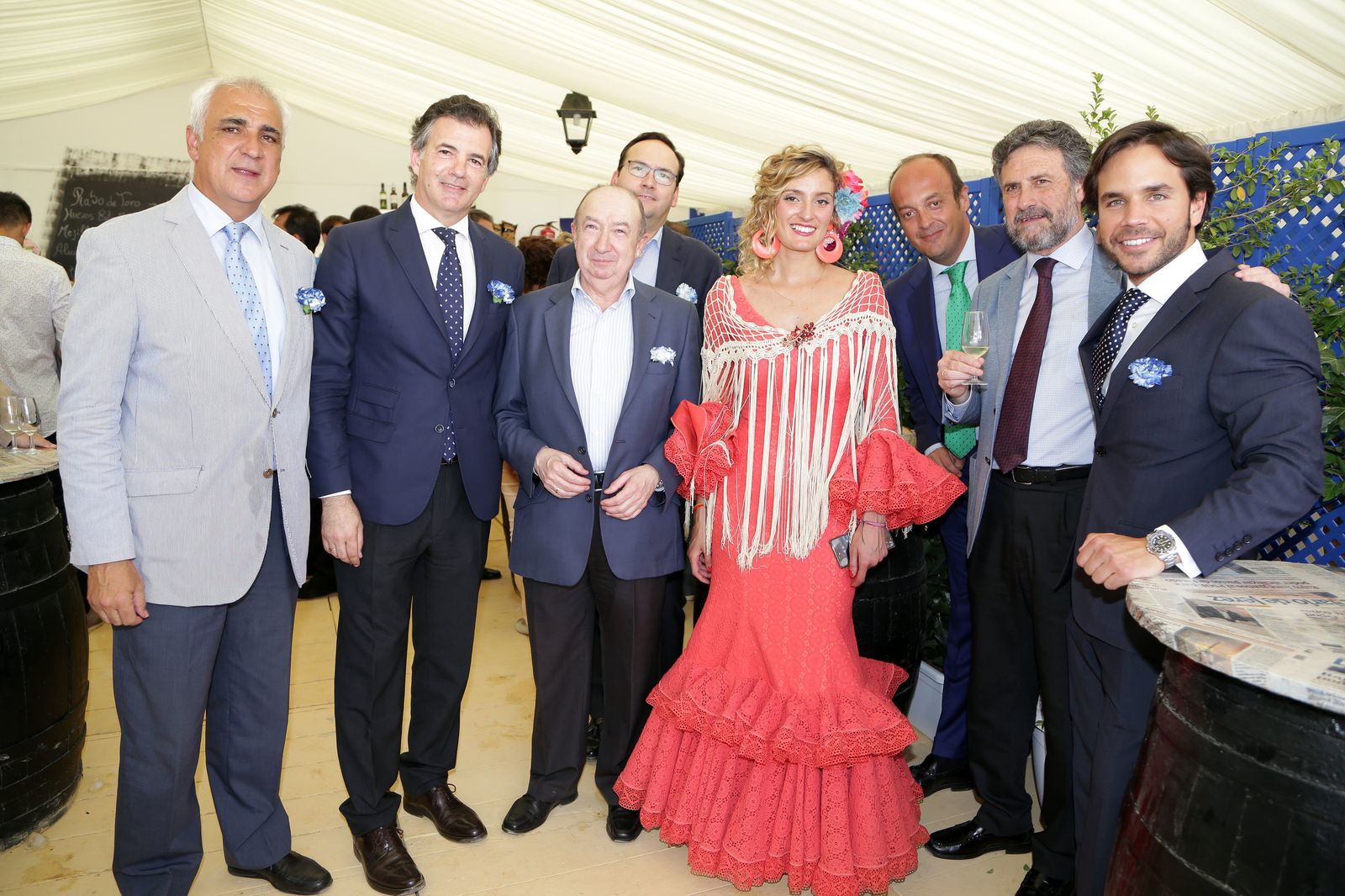 Los directivos de Jaguar España, Carlos Cubillo, Tomás Zuto, con los directivos de Tecsa, Francisco Pérez, Miguel Díaz, Ignacio Montes Galnares, Rafael de la Calle y Luis de los Reyes, junto a Teresa Macías.