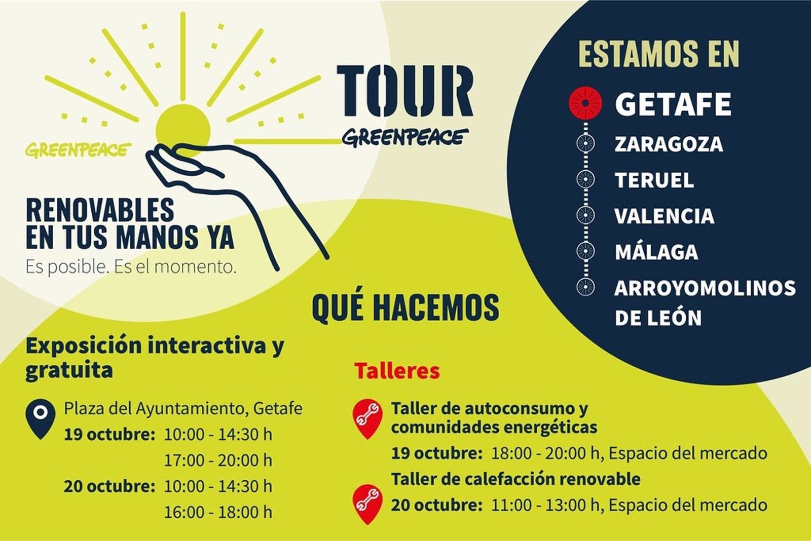 Greenpeace llega a Málaga el 1 de noviembre para promover las energías renovables y la eficiencia energética