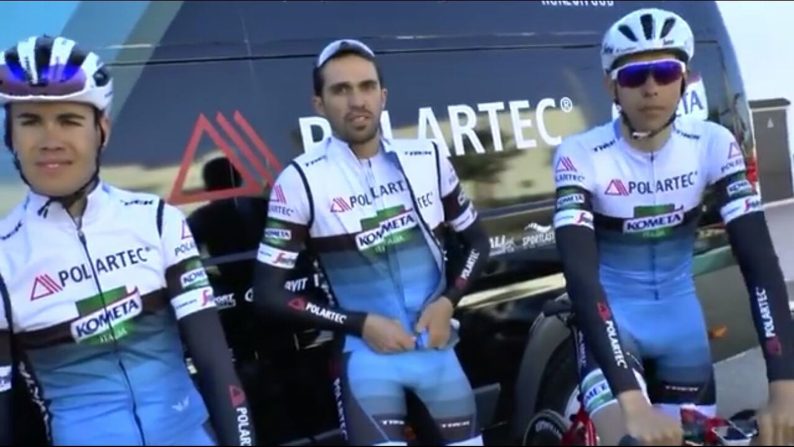 Alberto contador, con la nueva equipación de Polartec-Kometa