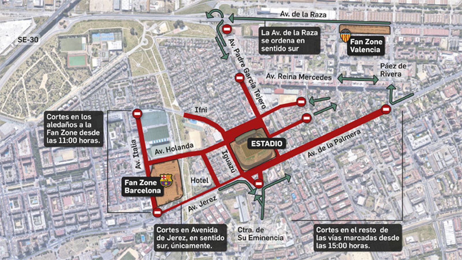 Calles Cortadas Final Copa Rey Sevilla 2019