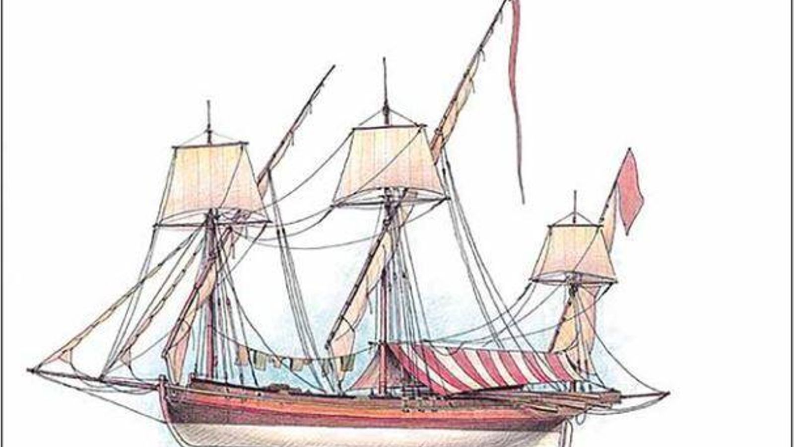 Místico, embarcación de tres palos y velas latinas.