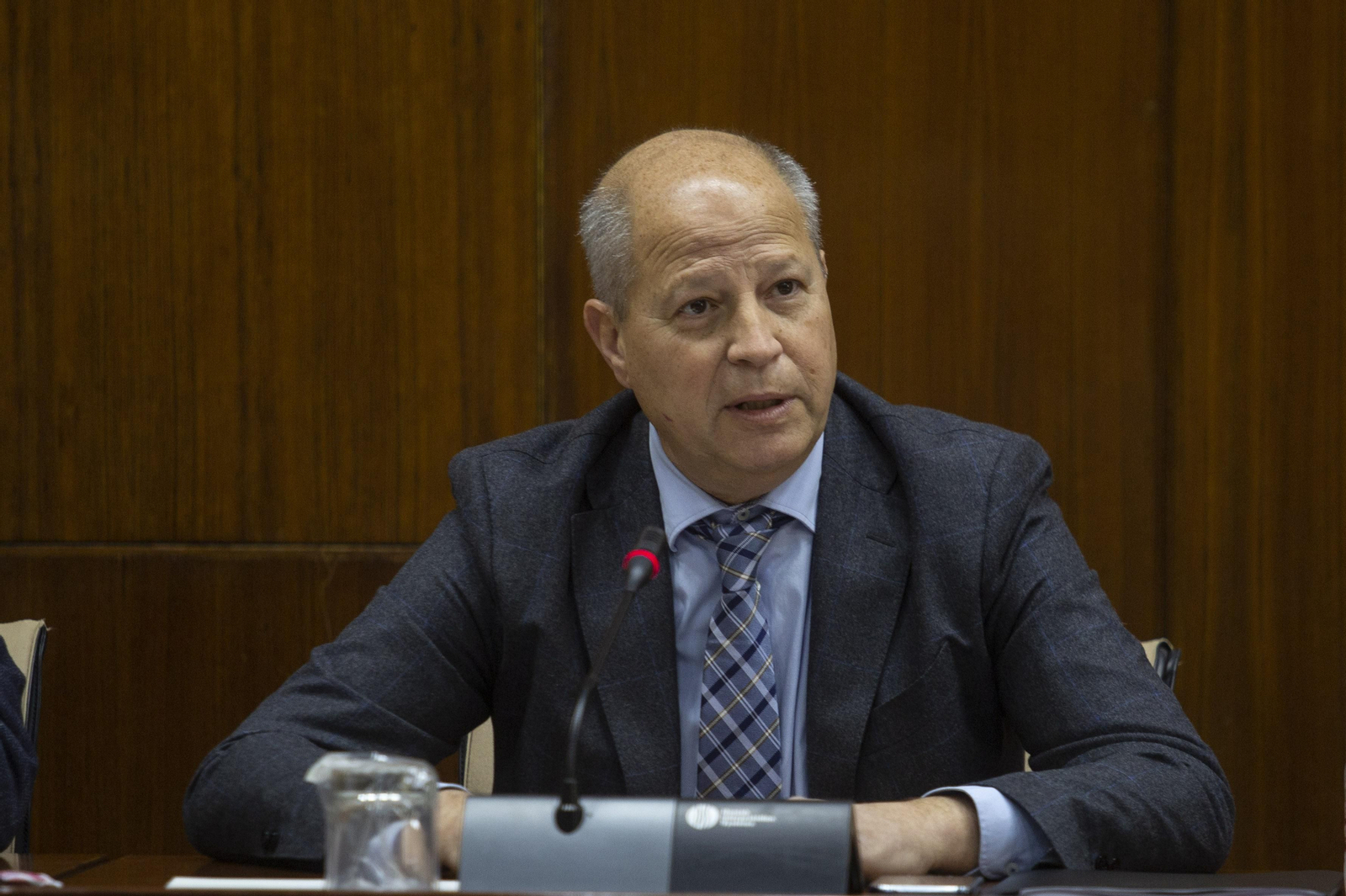 El consejero de Edución y Deporte, Javier Imbroda, en el Parlamento andaluz.