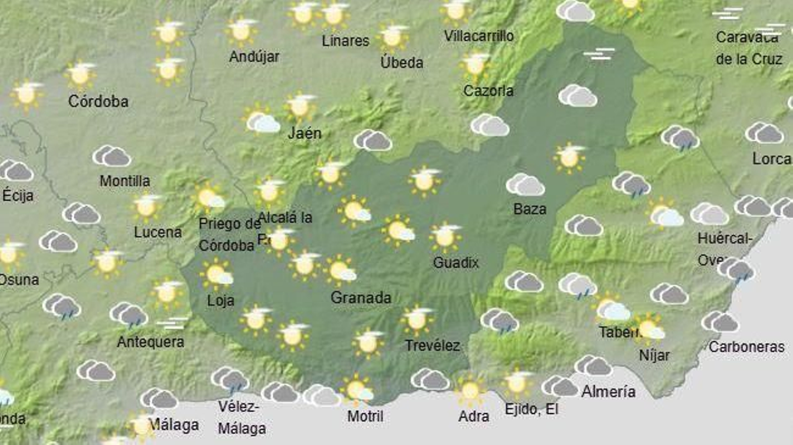 El Tiempo en Granada el 12 de diciembre de 2025