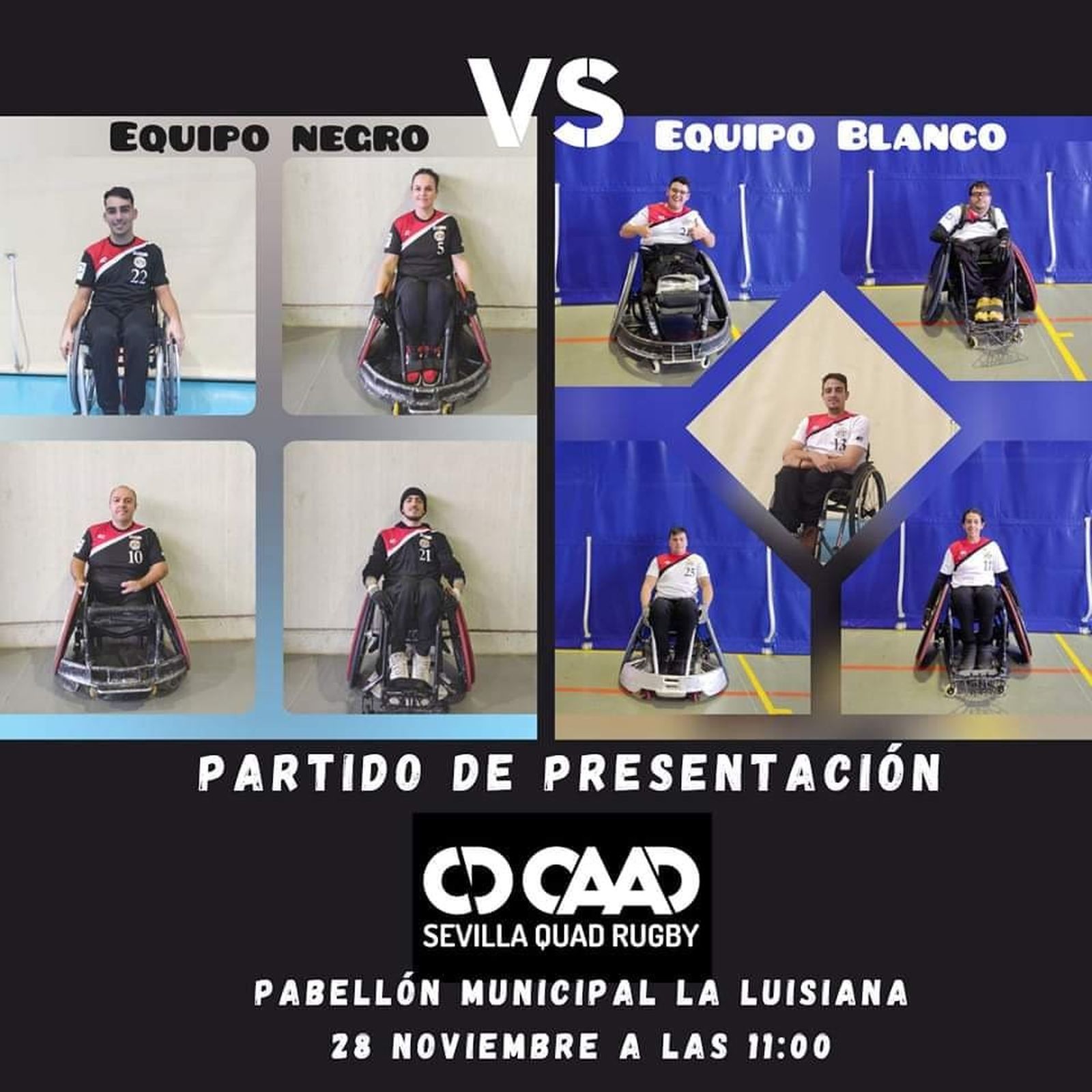 Cartel del partido en La Luisiana.