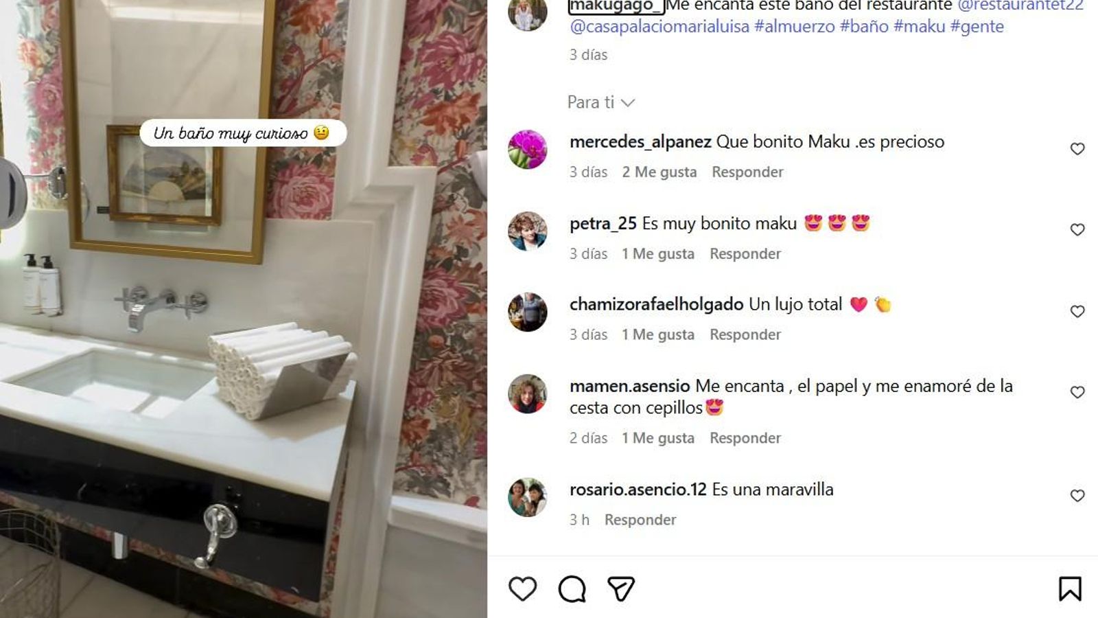 Un momento del vídeo en el que Maku Gago enseña el baño del restaurante T22.