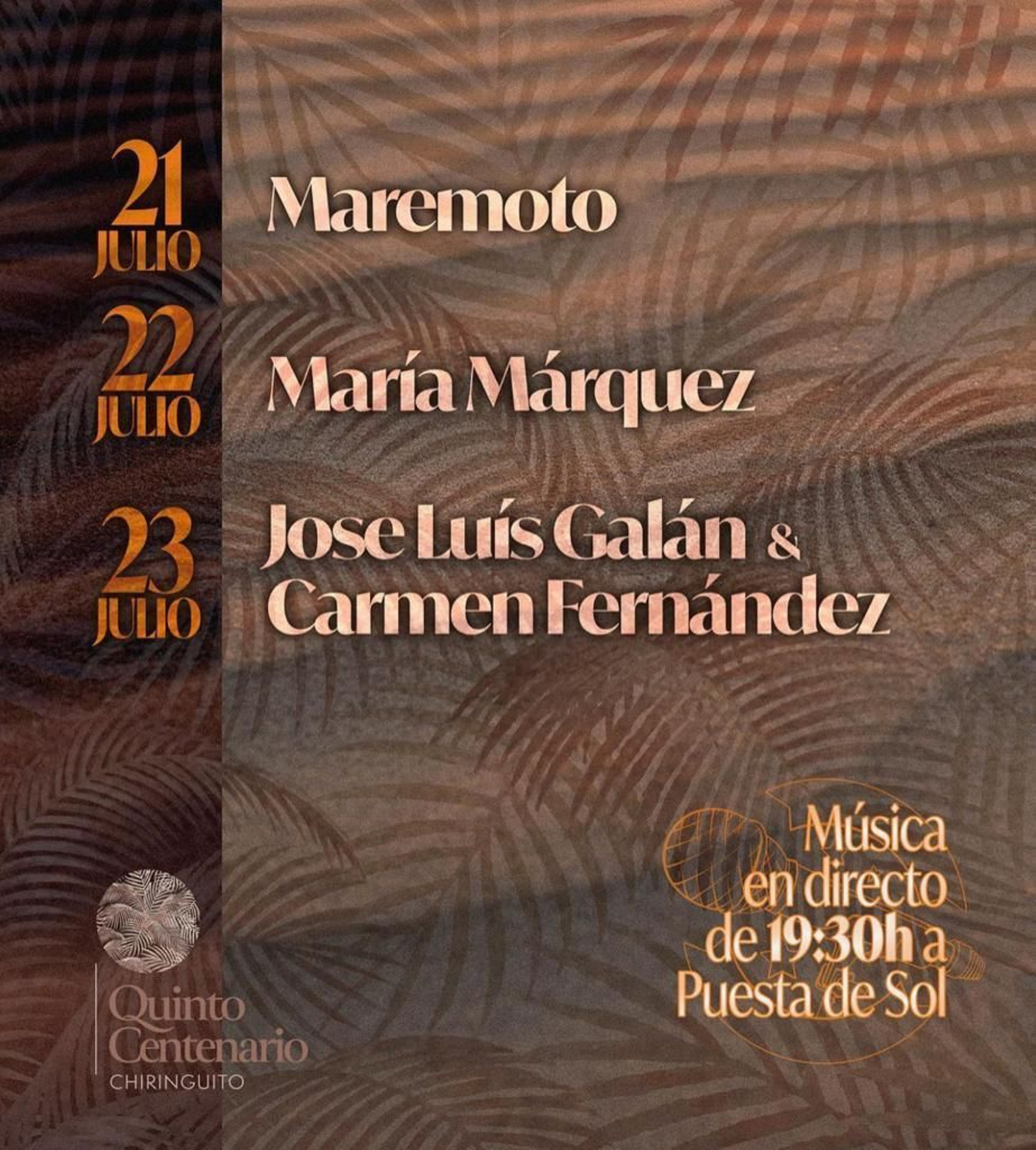 MAremoto, María Márquez, José Luis Galán & Carmen Fernández, en Chiringuito Quinto Centenario, Sanlúcar