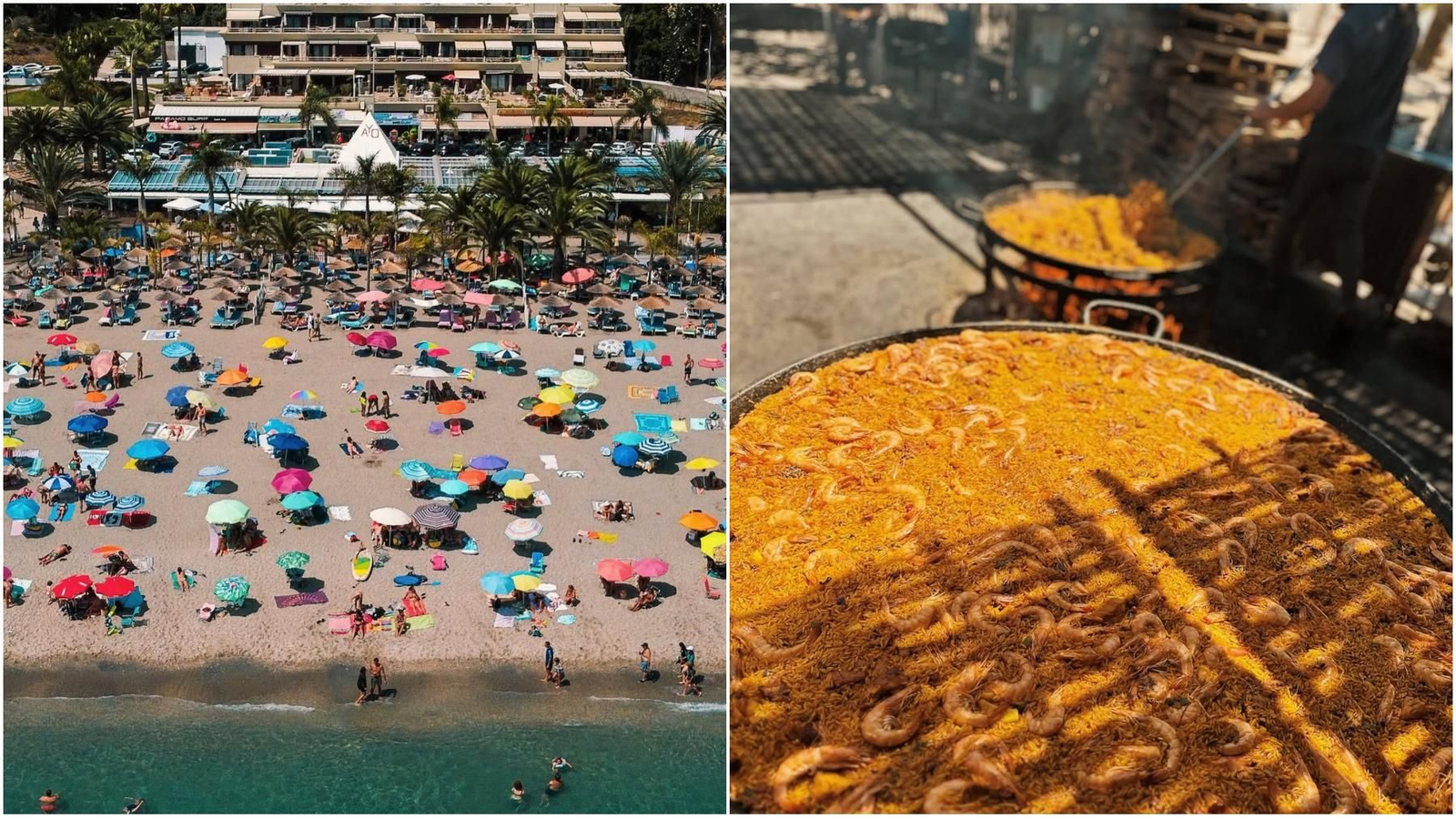 El chiringuito Ayo a los pies de la playa y su famosa paella.