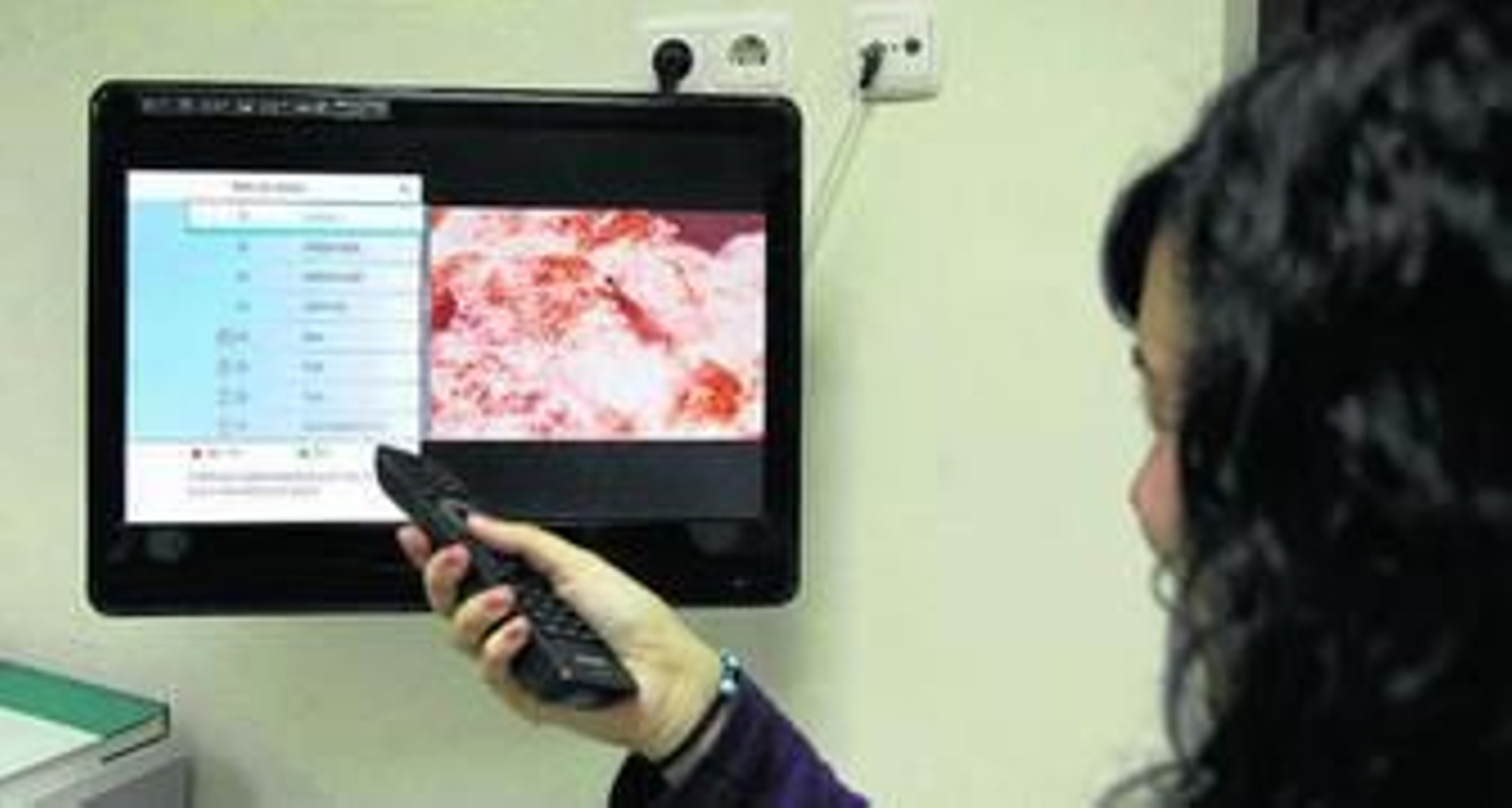 Una joven ve un programa de televisión en un canal de la TDT.