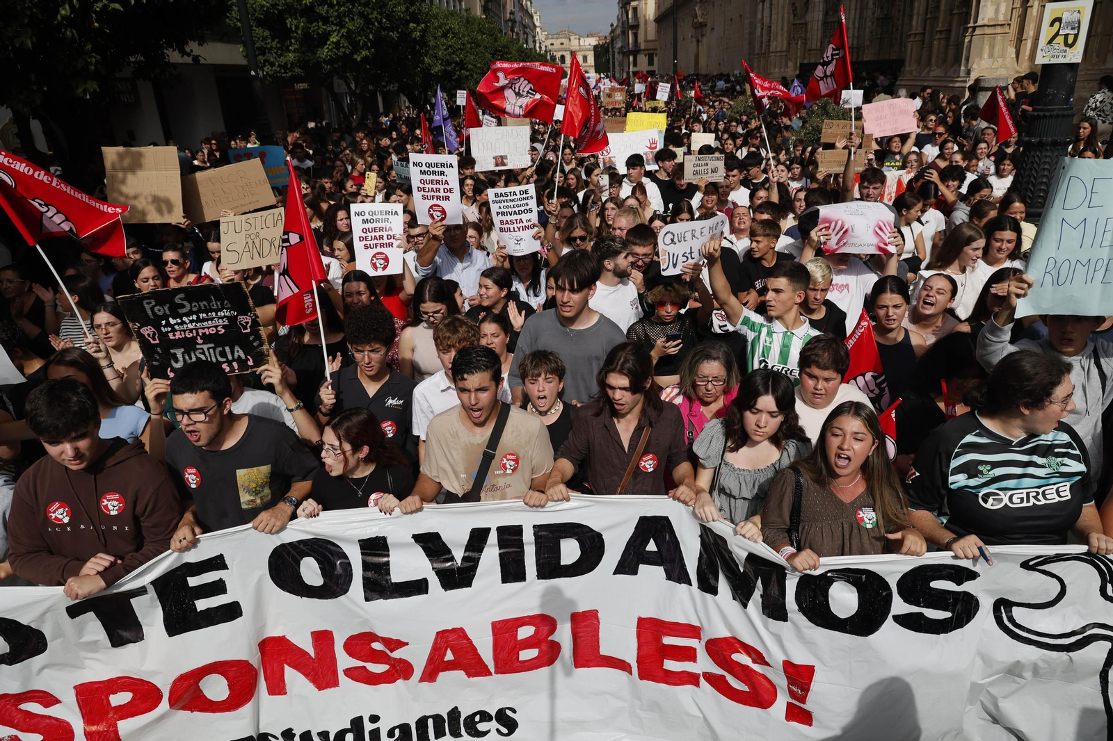 Las imágenes de la manifestación contra el acoso escolar en Sevilla