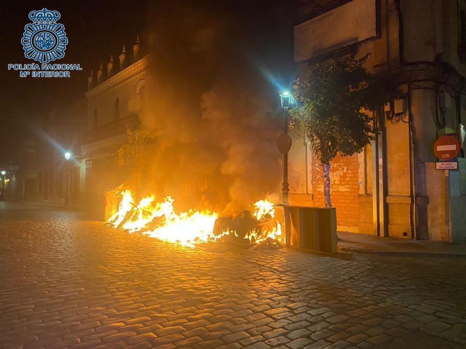 Uno de los incendios de Coria del Río en 2020, en una fotografía distribuida por la Policía Nacional.