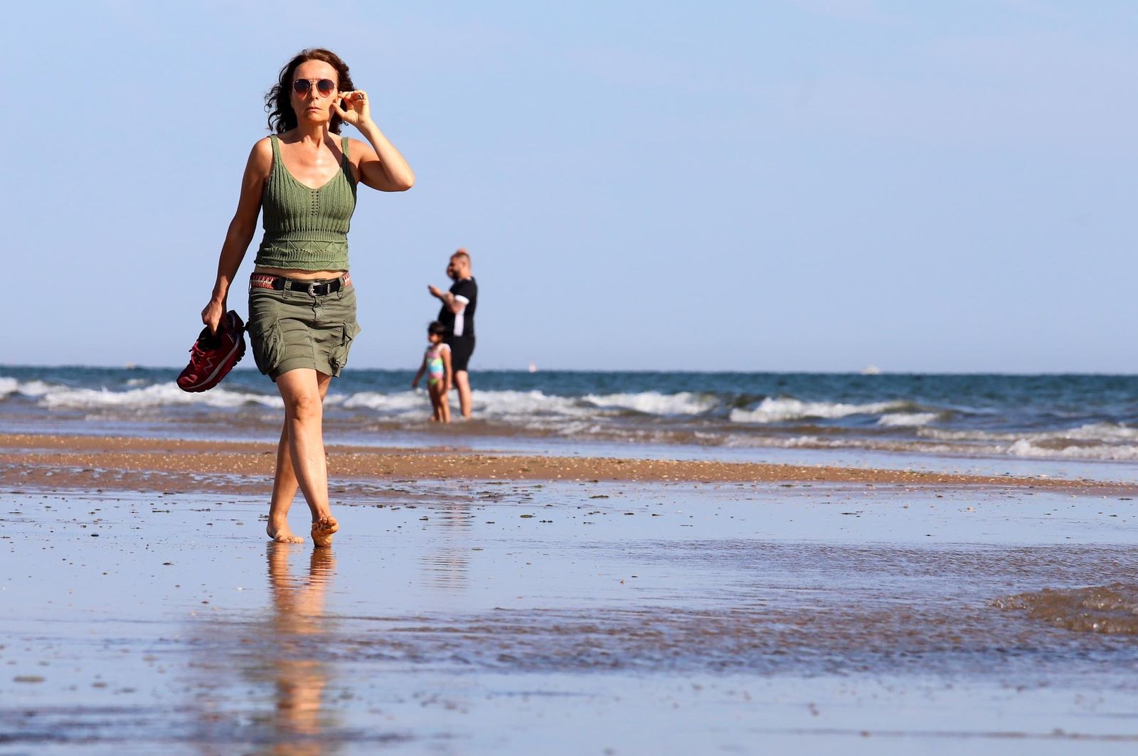 Imágenes de la playa de Punta Umbría en la fase 1 de la desescalada