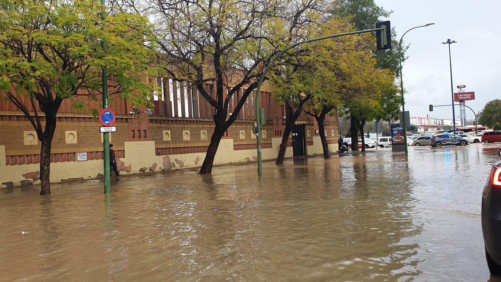 Otra vista de la inundación en la zona de Los Arcos