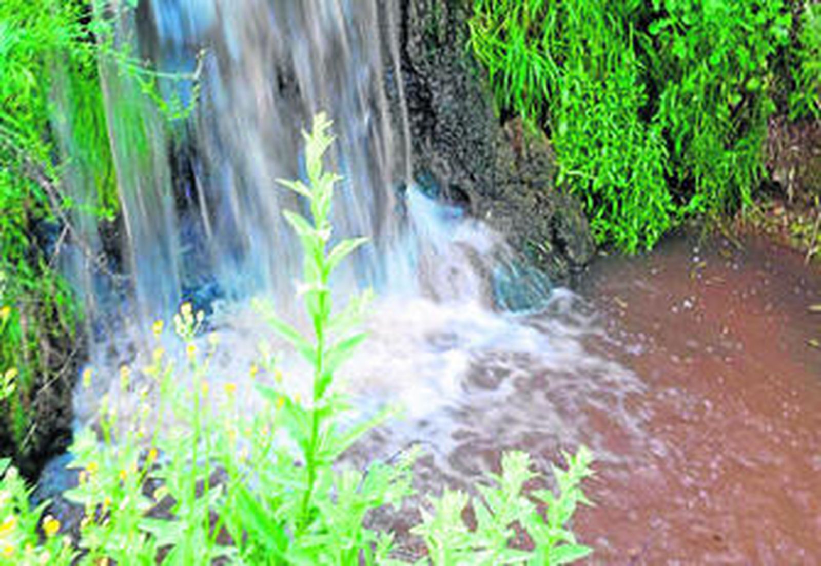 Agua turbia del arroyo Juncal por las supuestas emisiones.